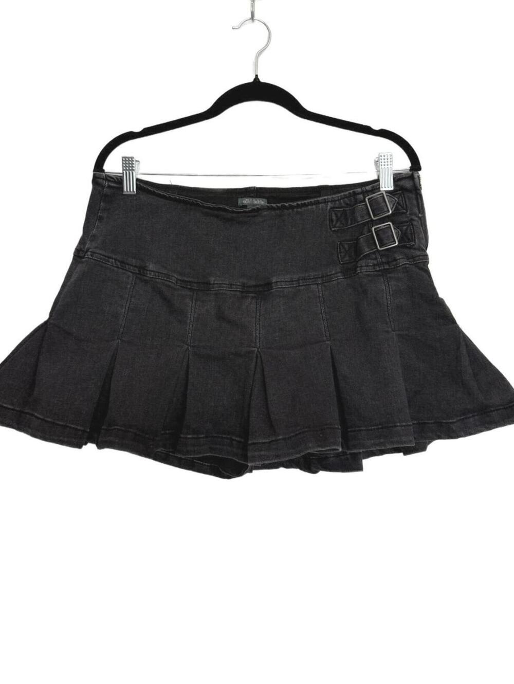 Faded Black Pleated Mini Skirt‎ Skort Large